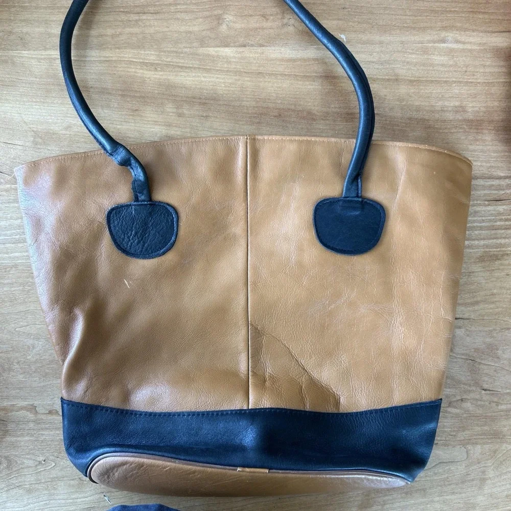 Vintage Artisan Leather Handbag Deerskin Trim Brass Inca Masks Tribal Boho Style